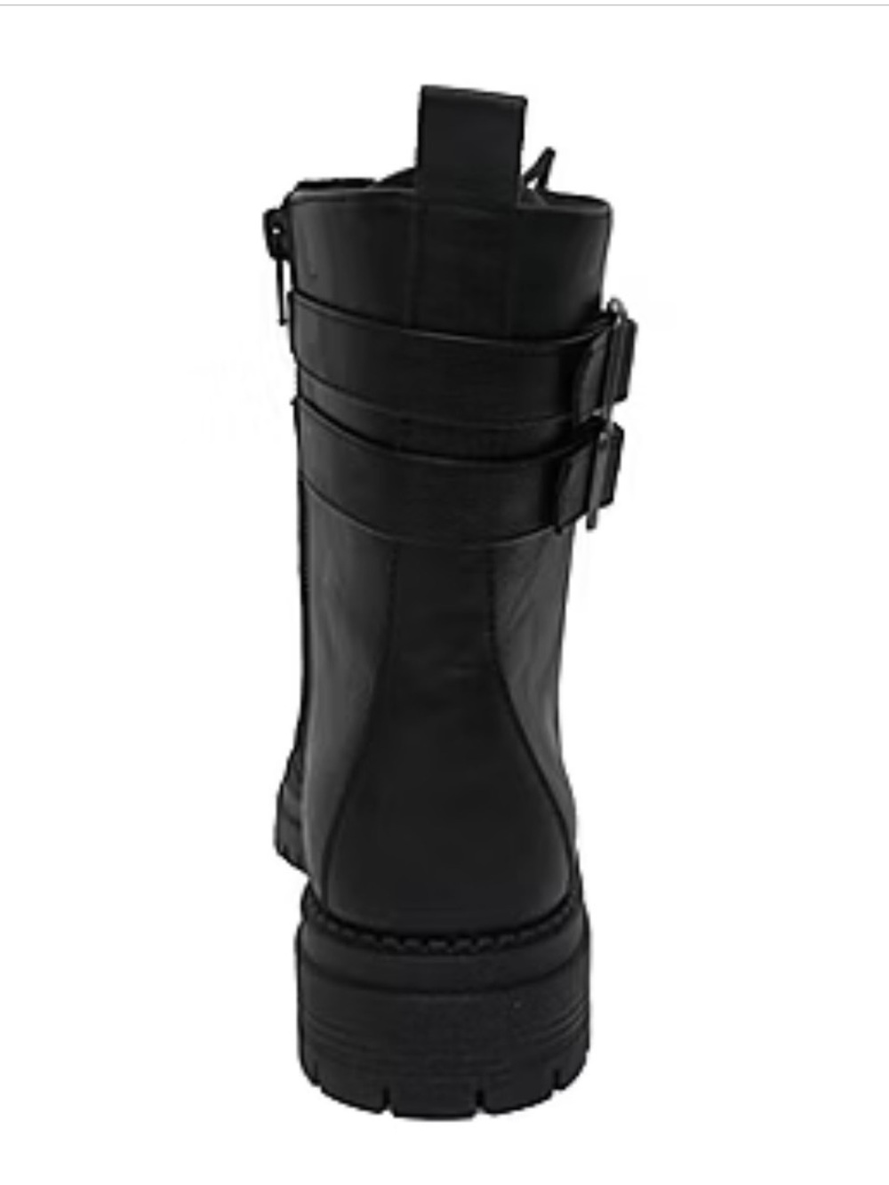 Women’s Black Lace-Up Combat Boots with Buckle Accent-NEW - Picture 6 of 7